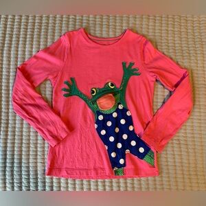 Mini Boden long sleeve tee, 9-10, 140cm, fun frog, mouth opens & closes with zip